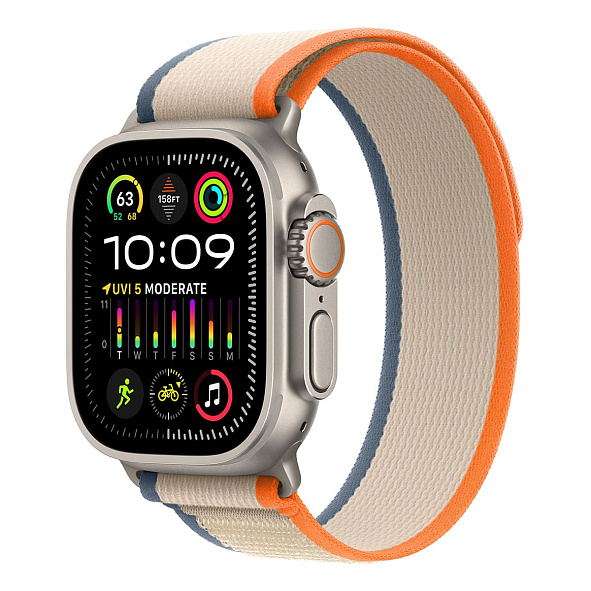 Часы Apple Watch Ultra 2 GPS + Сотовая связь (Cellular), 49 мм, корпус из титана, ремешок Trail (Оранжевый/Бежевый) S/M