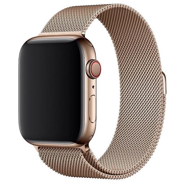 Ремешок Milanese для Apple Watch 38/40/41/42 mm, миланский сетчатый (Шампанское золото)